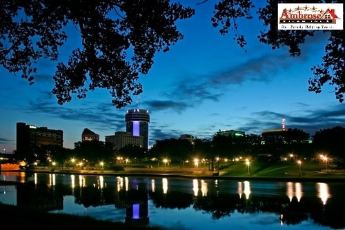 Wichita's skyline at night