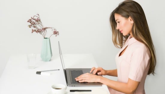 woman working at laptop